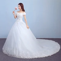 wholesale bridal wedding dress 2020 new fashion word shoulder tail studio wedding dress factory direct