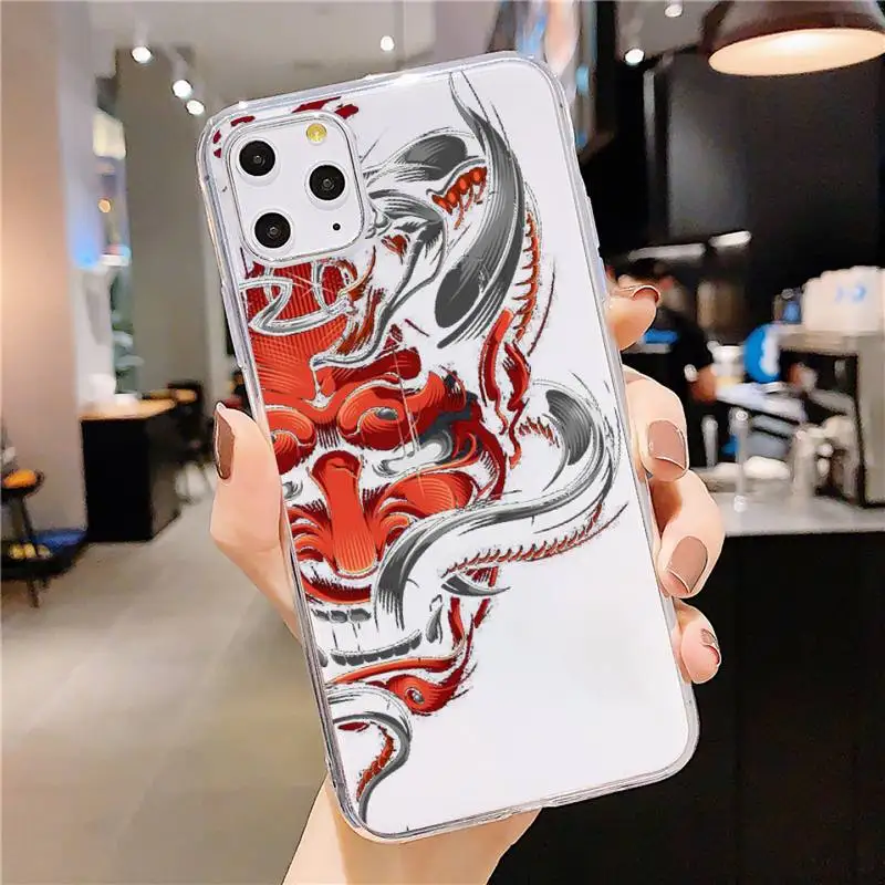 

Japanese samurai oni mask Phone Case Transparent soft For iphone 5 5s 5c se 6 6s 7 8 11 12 plus mini x xs xr pro max