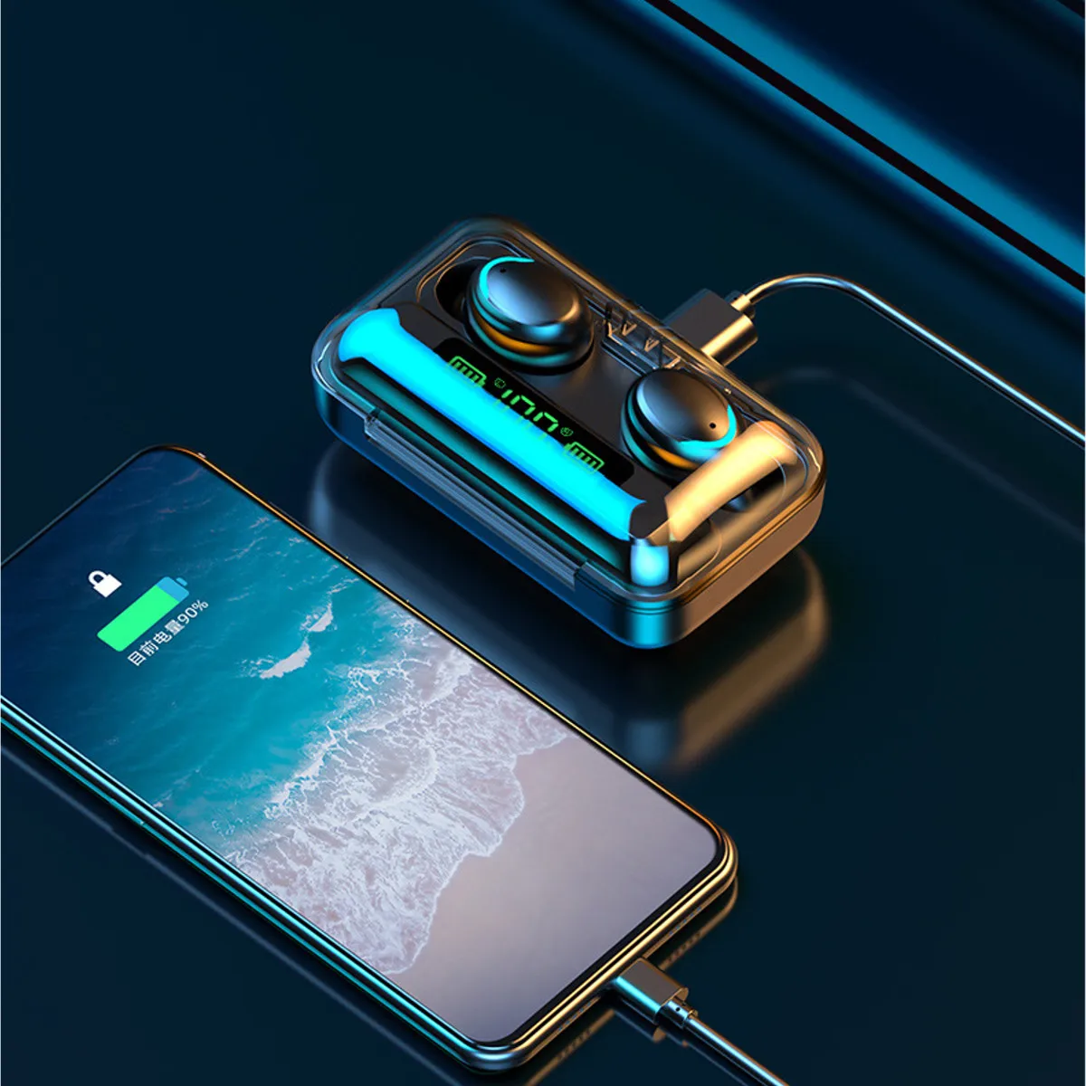 Bluetooth наушники TWS V5.0 сенсорные беспроводные 9D спортивная водонепроницаемая