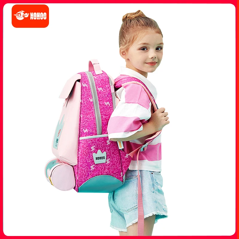 

NOHOO Children Backpack for Girls Boys Orthopedic Primary School Bags Waterproof Kids Bags with Water Cup Bag for 6-12 Years