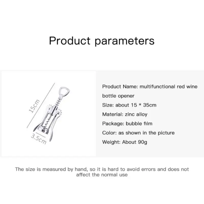 

1Pcs Portable Stainless Steel Red Wine Opener Wing Type Metal Sommeliers Corkscrew Bottle Openers Corkscrews Wine Cork Remover