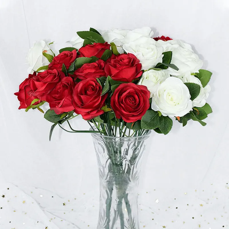 Искусственные шелковые цветы 10 шт./букет романтические розы для