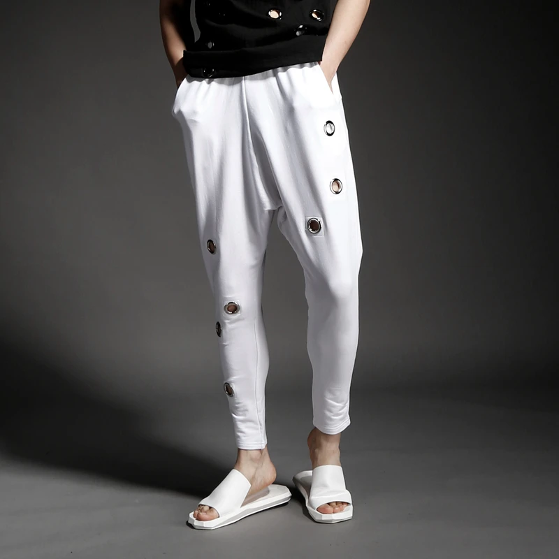 2019 летние новые мужские брюки с прорезями свободные повседневные Гаремные штаны