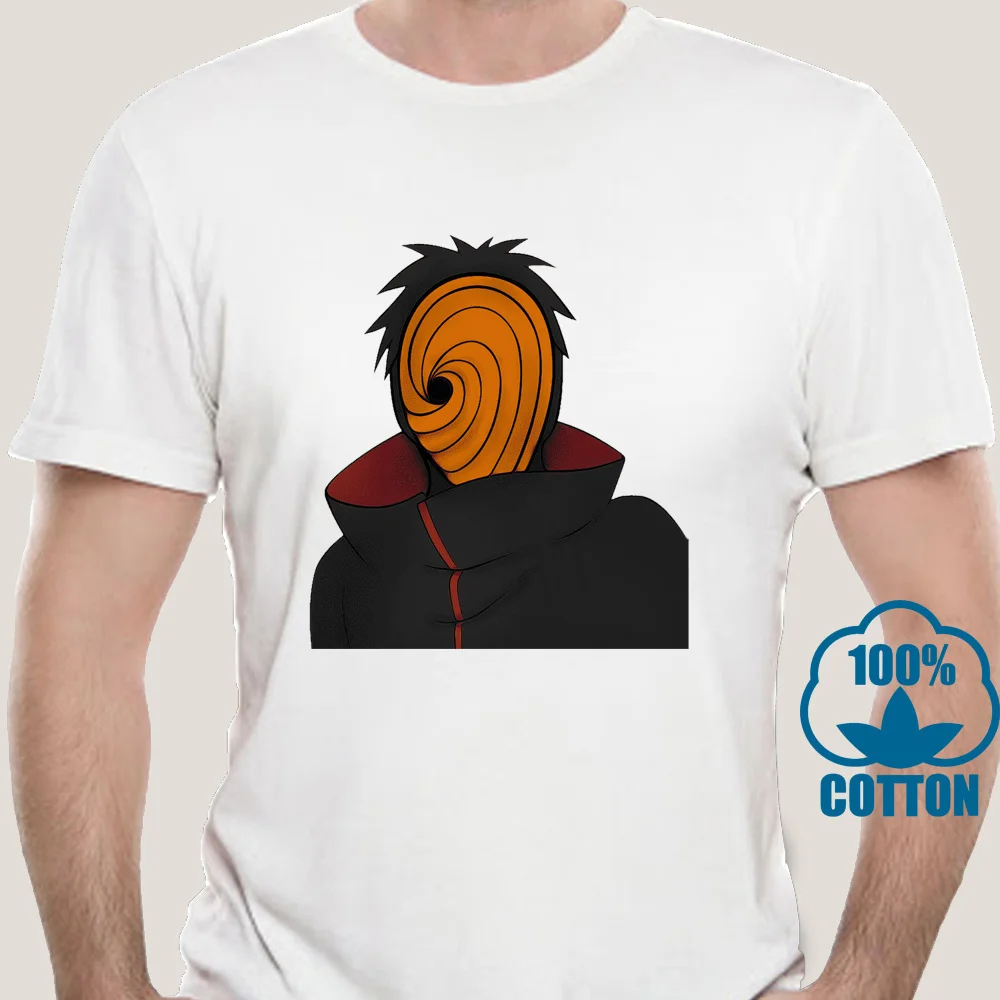 

0118J летние новые модные повседневные мужские футболки Uchiha Obito с графическим принтом и коротким рукавом хлопковые топы черного размера