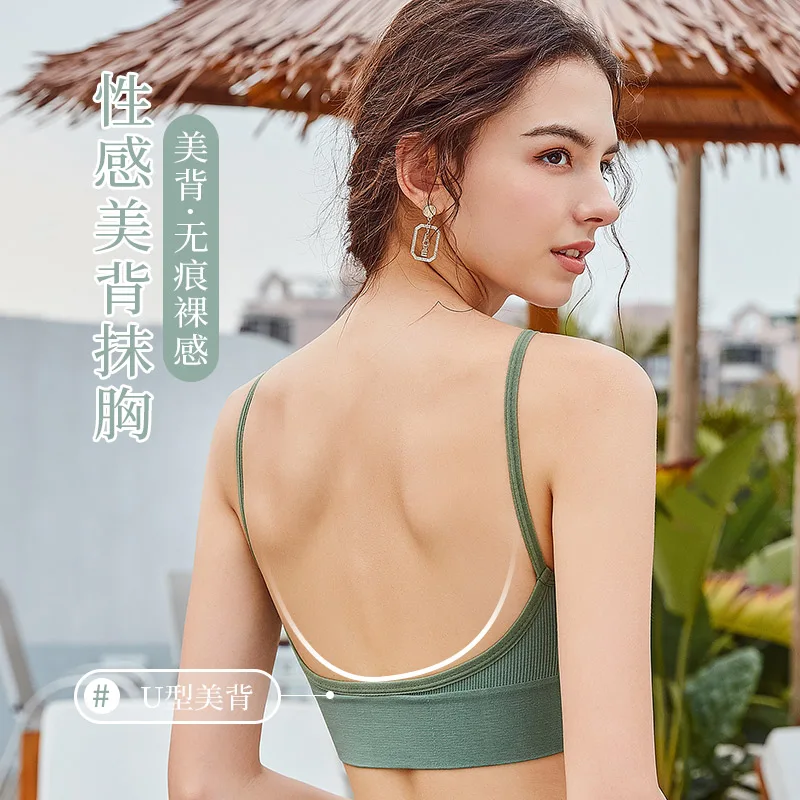 Спортивное нижнее белье с открытой спиной женский бюстгальтер пуш ап без
