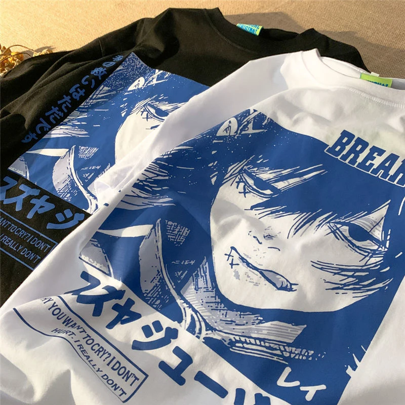 Japanese Anime Punk Tokyo Ghoul Kaneki Ken Loose T-Shirts Harajuku JUZO SUZUYA Cartoon Print Goth Streetwear Casual Women Tops