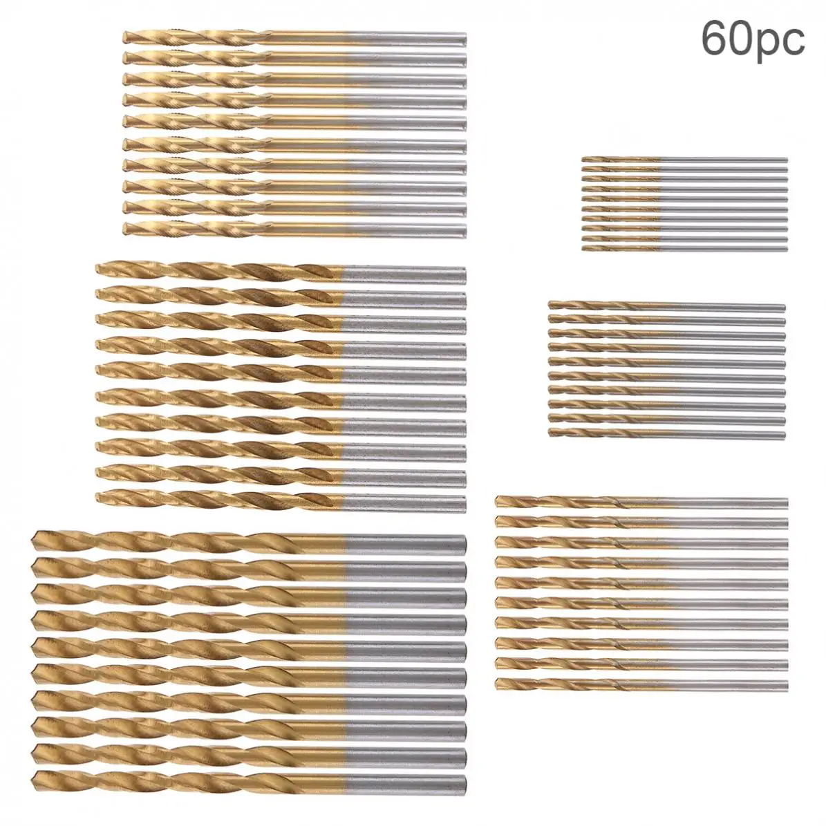 

60pcs/lot High Speed Metric HSS Twist Drill Bits Coated Set 1.0MM - 3.5MM Cutting Resistance for Hole Punch