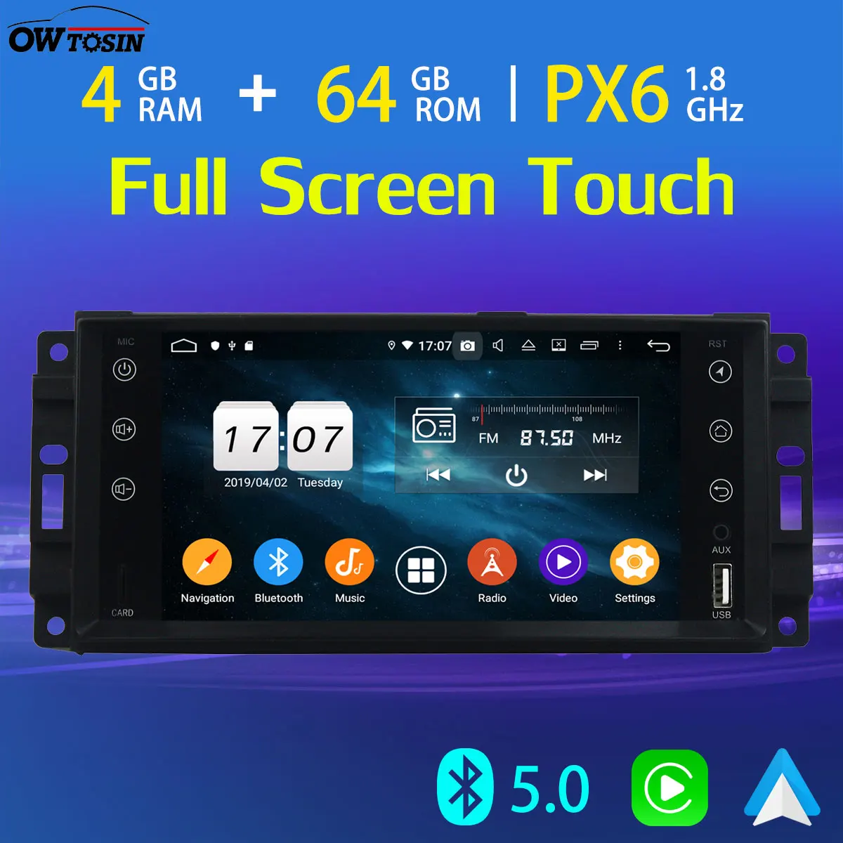 Автомобильный мультимедийный плеер PX6 4 + 64G GPS для Jeep Compass Grand Cherokee Commander
