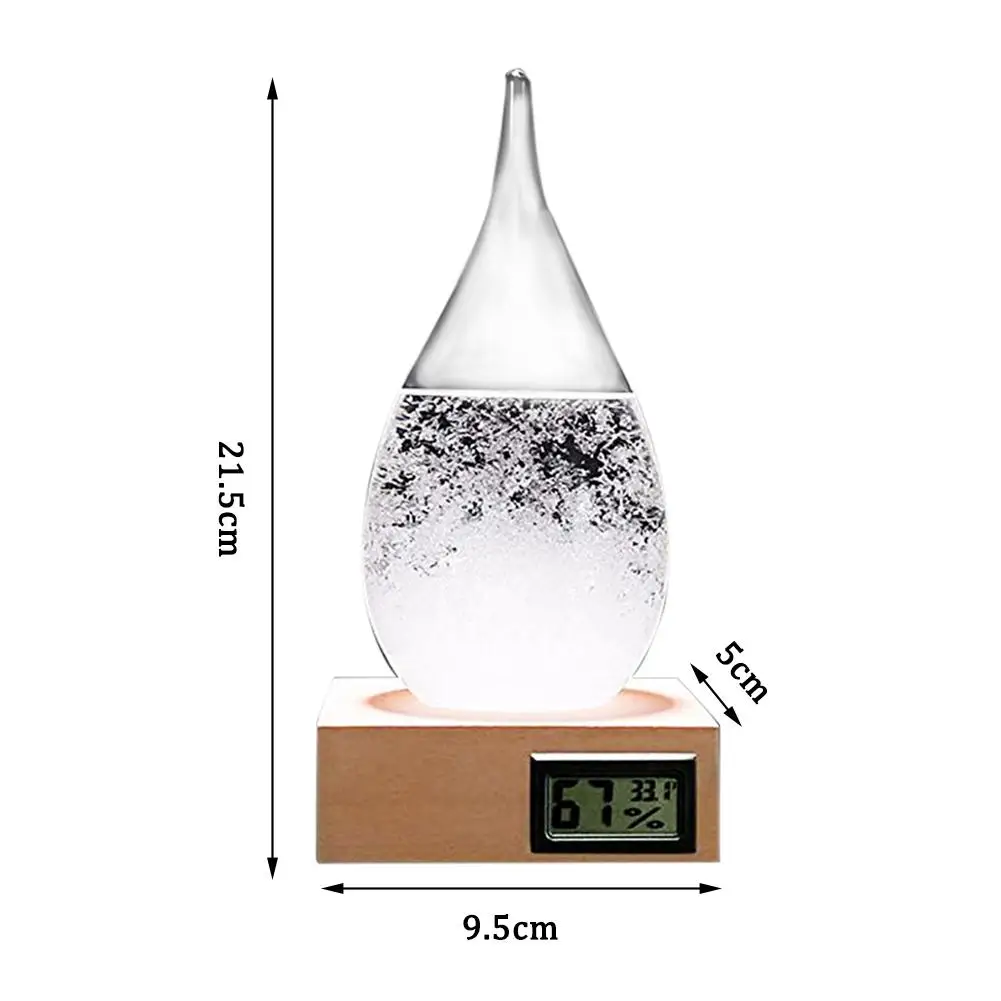 

Desktop Droplet Storm Glass Bottle Weather Forecast Predictor Monitor Barometer With Wooden Base For Home Decor Birthday Gif