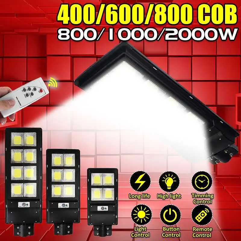 

400/600/800 COB Solar Lamp Waterproof Street light Outdoor Lighting Wall Lamps Flood Light Garden Light 800/1000/2000W with RC