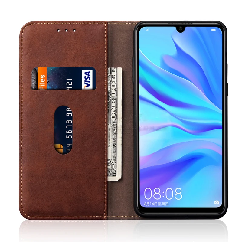 Роскошный тонкий кожаный флип чехол в стиле ретро для Huawei Honor 10i кошелек с