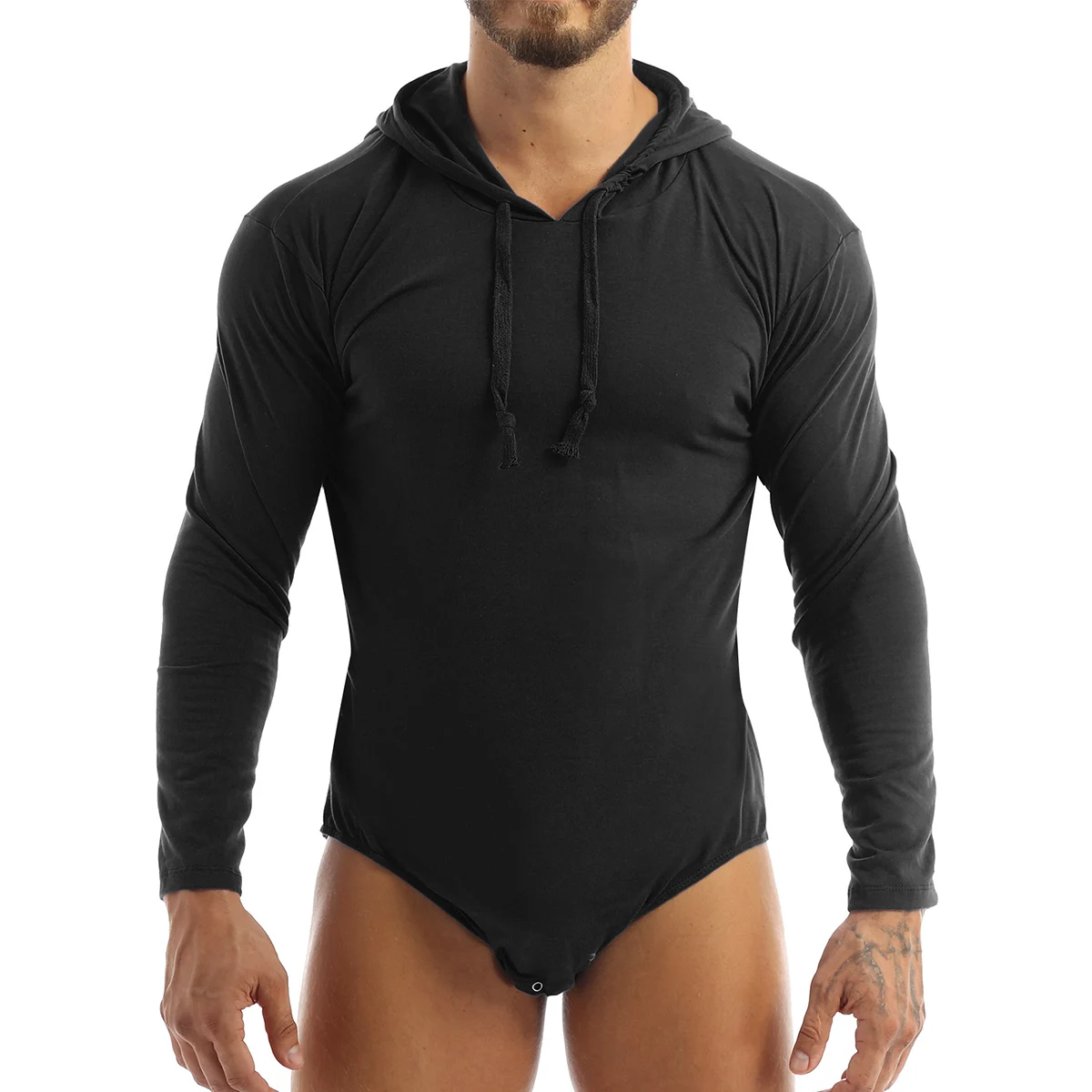

Mens Adults Adult Babies Diaper Lovers Hoodie Bodysuit One-piece Soft Solid Color Long Sleeves Press Crotch Romper Pajamas