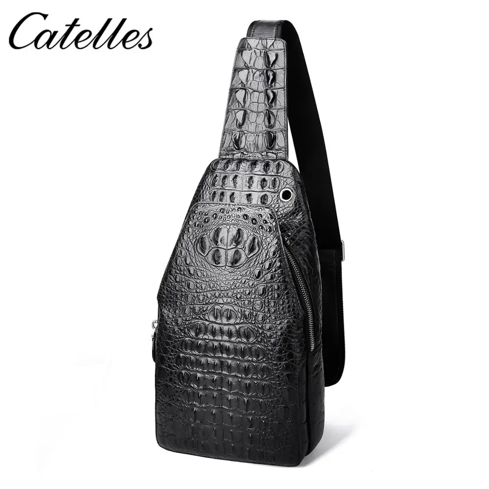 Мужская сумка-слинг из натуральной крокодиловой кожи водонепроницаемая сумка