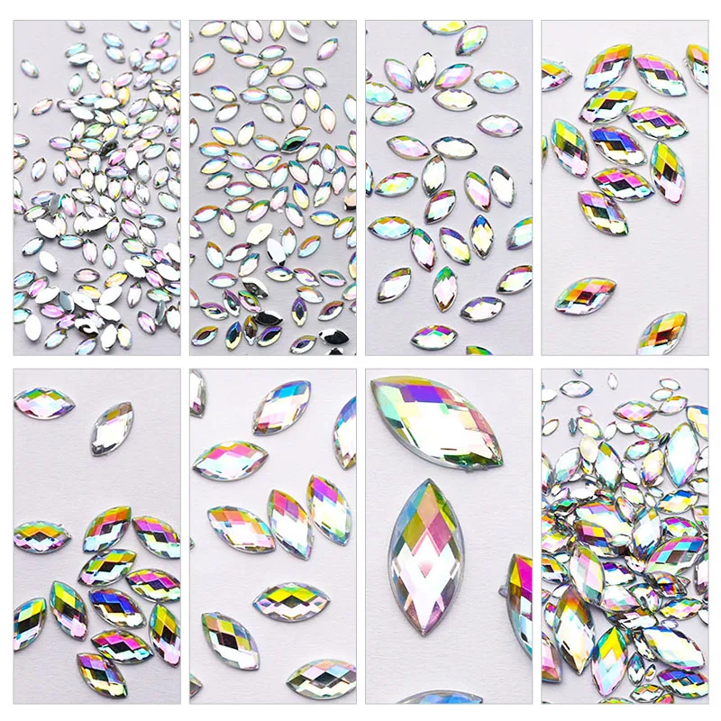 7 Sizes Acrylic Rhinestones Horse Eye Shape Crystal AB Flatback Non Hotfix Nail 3D DIY Art Decorations MJZ2166 | Красота и здоровье