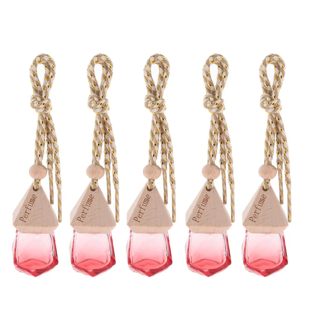 

5 Pieces 6ml Aroma Essential Oil Diffuser Glass Bottle Car Hanging Vials