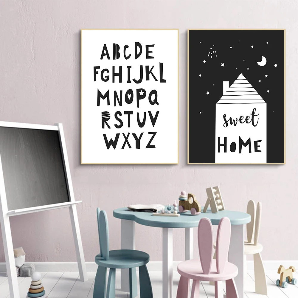 С изображением слона льва Ягненок Алфавит Детская Wall Art Холст Картина печатный