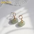 QMCOCO классические светильник Роскошные модные круглые серьги из серебра 925 пробы с нефритом для женщин ювелирные изделия ручной работы аксессуары Подарки