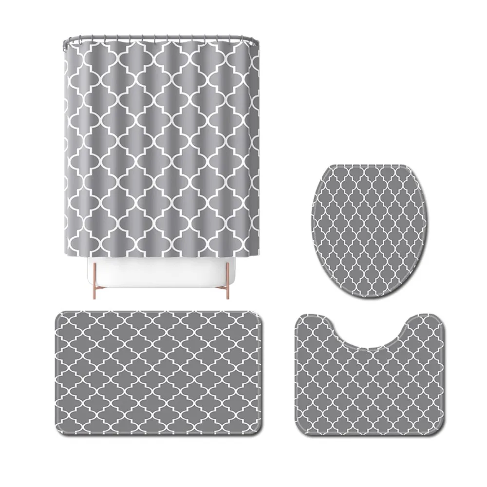 

Shower Curtain Geometric lantern pattern Waterproof Polyester Bath Curtain for Bathroom Accessories with Hooks 71 x 71 Inch