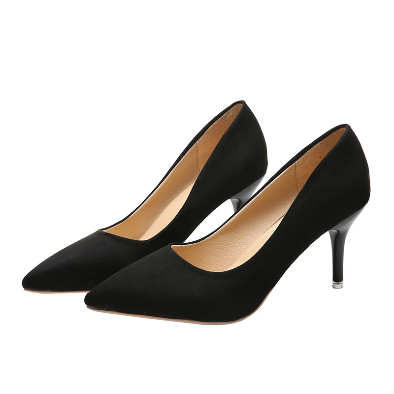 

Fine With Single Shoes Black Elegant High Heels Plus Size Work Shoes Sexy Fashion Women's Shoes Career Office Shoes Pumps 43,44