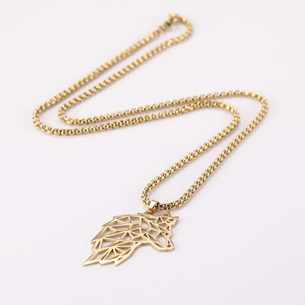 Ожерелье Skyrim мужское из нержавеющей стали подвеска в виде волчьей головы амулет