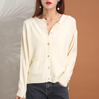 spring autumn shirt sweater womens round neck cardigan fashion iong sleeved bottoming shirt versatile jacket korean warm loose
