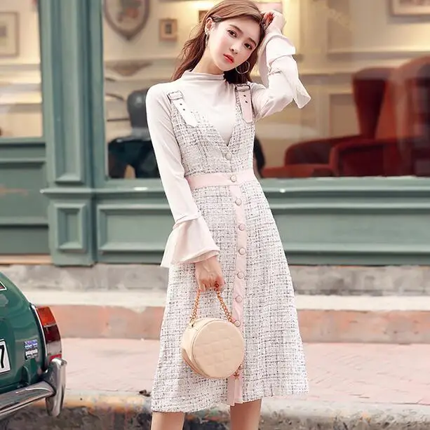 Взлетно-посадочной полосы твид платье на бретельках 2020 осень-зима Для женщин