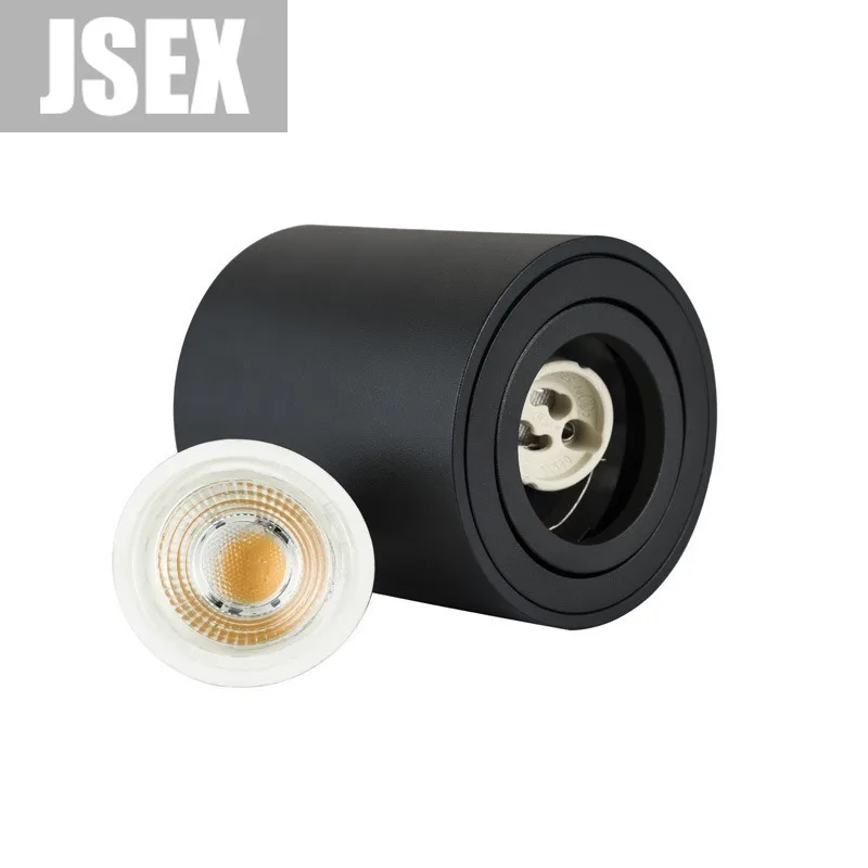 

Surface Mounted Adjustable LED Trimless Downlight Round GU10 Fixture Cylinder Ceiling Down Spot Light Bedroom Lamp Fitting