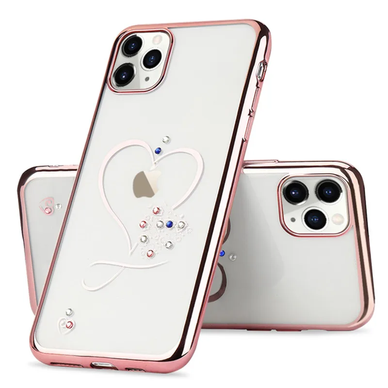 Чехол для телефона с бриллиантами Love Heart iPhone 13 12 Mini 11 Pro Xs Max X Xr 6S 6 8 7 Plus 5 5S SE 2020