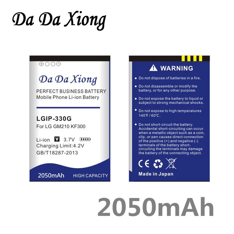 Аккумулятор Da Xiong 2050 мА/ч LGIP330G LGIP 330G Батарея для LG GM210 KF240 KF245 KF300 KF305 KF330 KM380 телефон