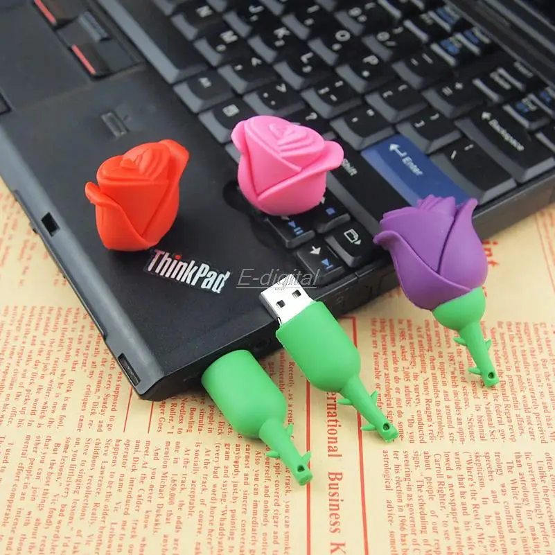 Новый дизайн Розовый цветок USB флэш накопитель милый usb 32 Гб 64 128 МБ флеш диск 2 0