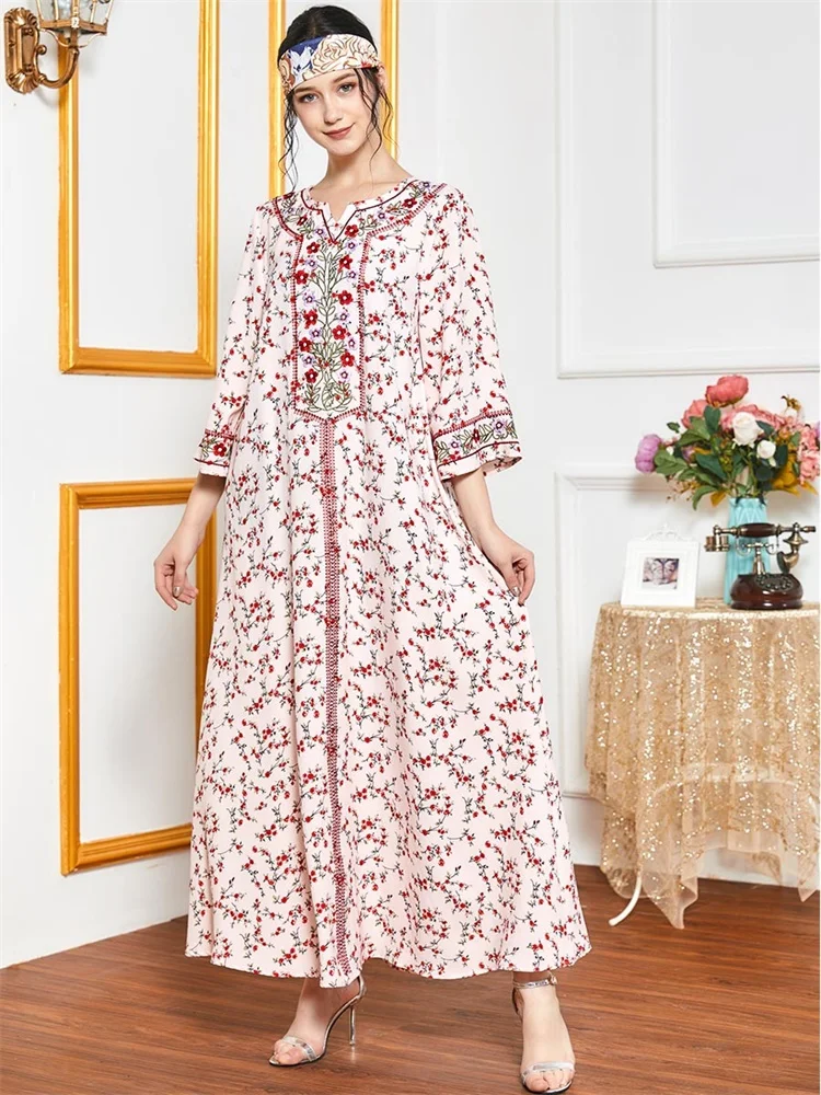 Женское платье с длинным рукавом Siskakia элегантное красное принтом сливы и