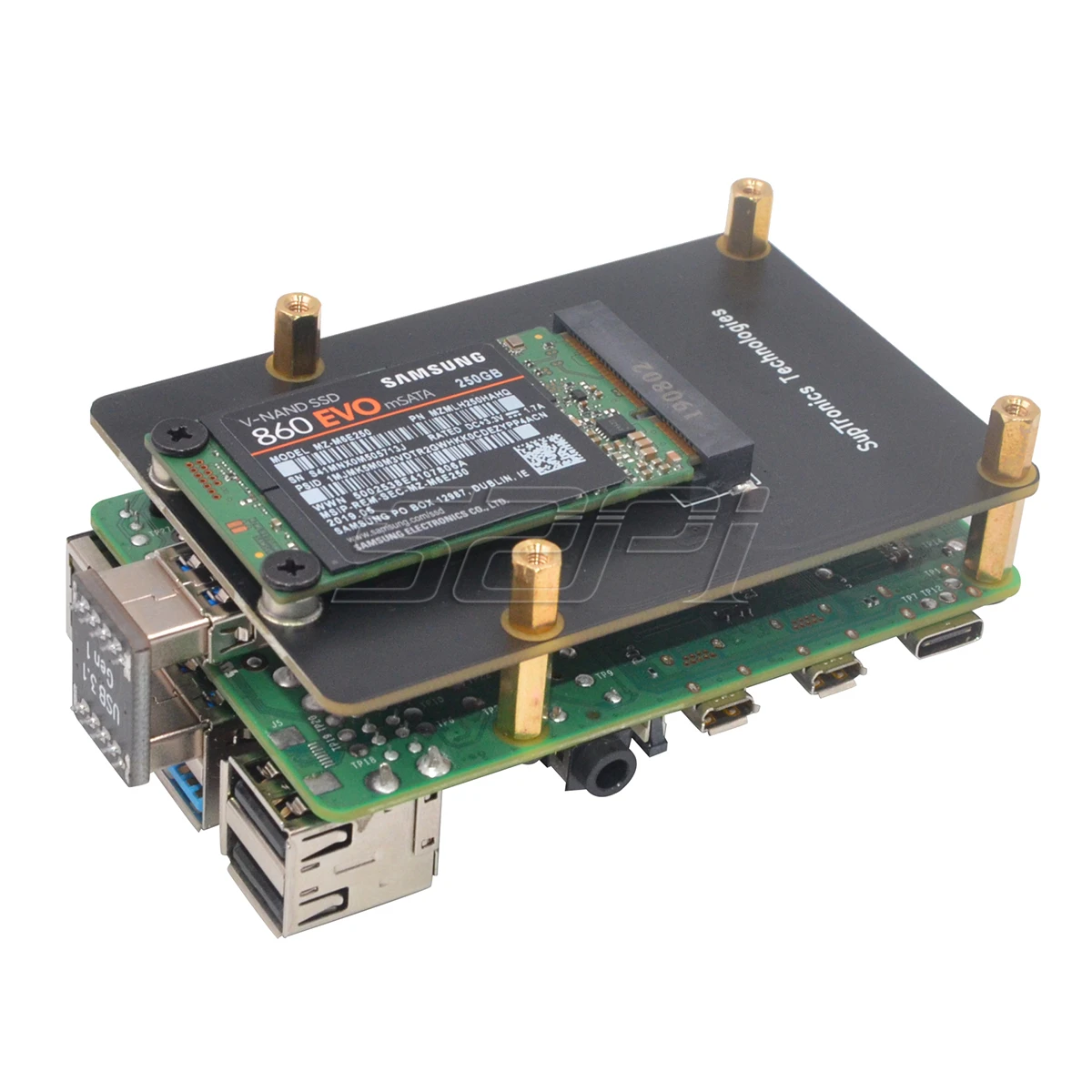 52Pi Новинка! Плата расширения Raspberry X856 V1.0 mSATA SSD для Pi 4B ( 4 модели B)|Аксессуары