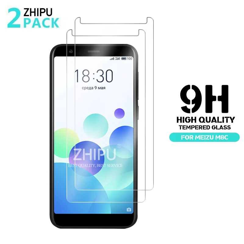 2 шт закаленное стекло для Meizu M8c протектор экрана 2.5D 9H M8c|Защитные стёкла и плёнки
