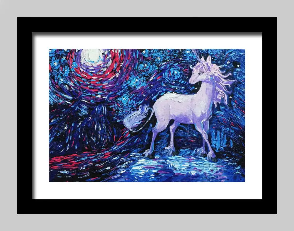 Beste Handgemaakte Paard Wall Art Olieverfschilderij Abstract Olieverfschilderij De Eenhoorn Thuis Wall Decor Unframed Dik Geweven