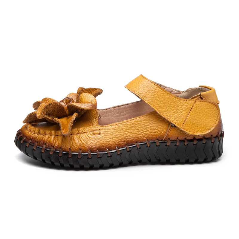 Сандалии женские кожаные на платформе пляжная обувь плоская подошва натуральная