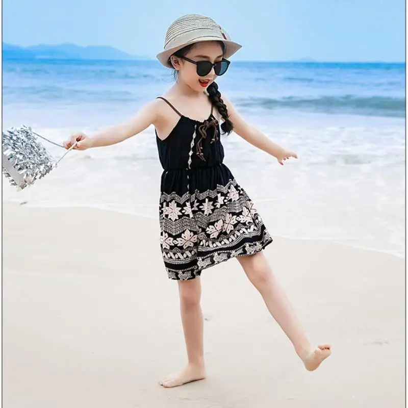 Платье женское цветочное без рукавов пикантное длинное пляжное свободное в