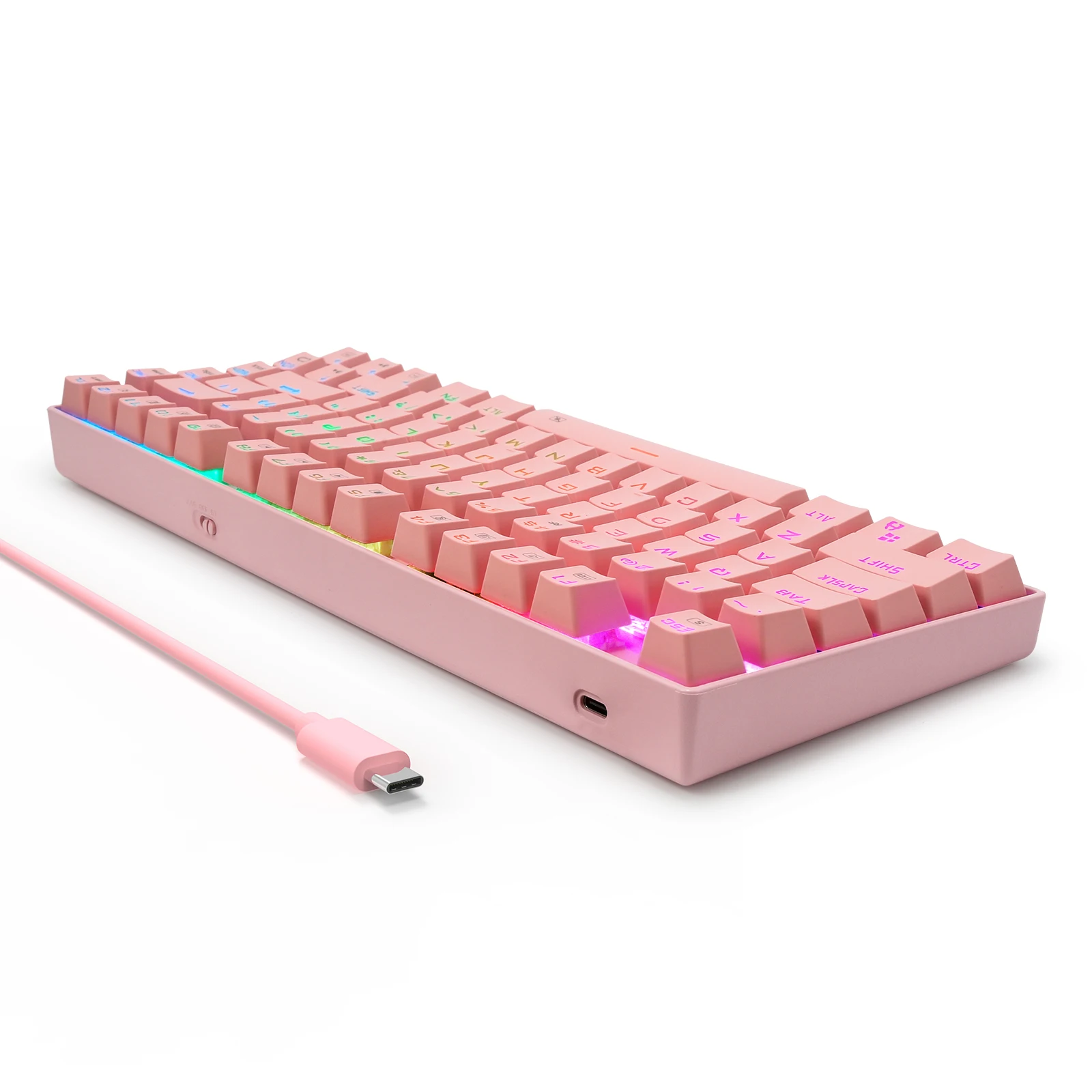HUO JI E-YOOSO Z-88 Pink Wired Wireless Dual Mode TKL Mechanical Keyboard RGB Backlit Outemu Mechanical Switch Removable Cable enlarge