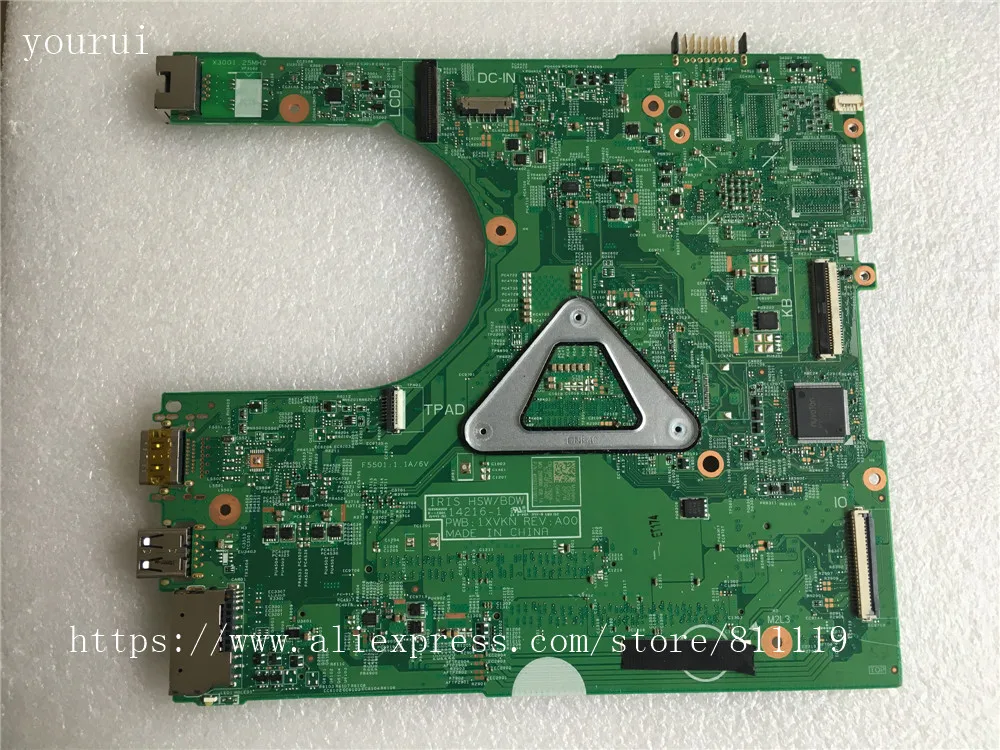 yourui 6ktjf 06ktjf cn 06ktjf для dell inspiron 3458 3558 laptopmotherboard sr27g i3 5005u ddr3 тестир