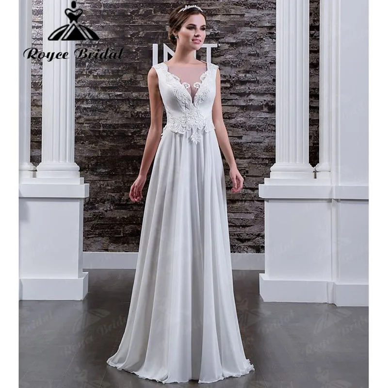 

Женское ТРАПЕЦИЕВИДНОЕ свадебное платье, простое пляжное платье с V-образным вырезом, длиной до пола, без рукавов, с открытой спиной, модель ...