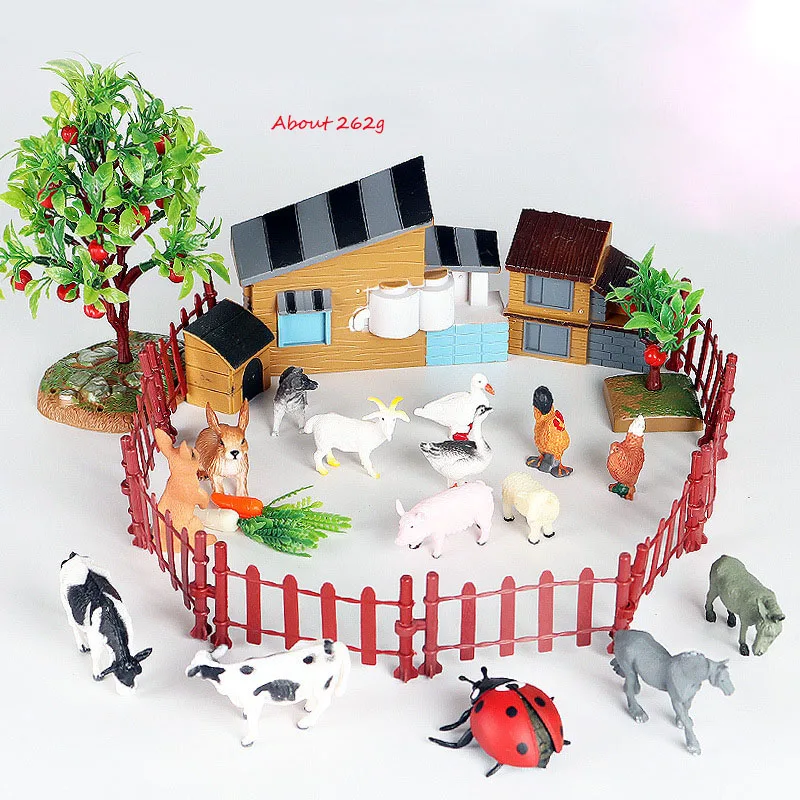 

Children simulation animal model scene decoration toy poultry farm animal lion tiger chicken duck cow hippo