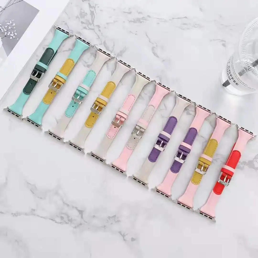 

Роскошный кожаный ремешок GOOSUU для девочек Duotone для iWatch Series SE 7 6 5 4 3 2 40/44 мм, ремешок для Apple Watch Band 38 мм 42 мм, браслет