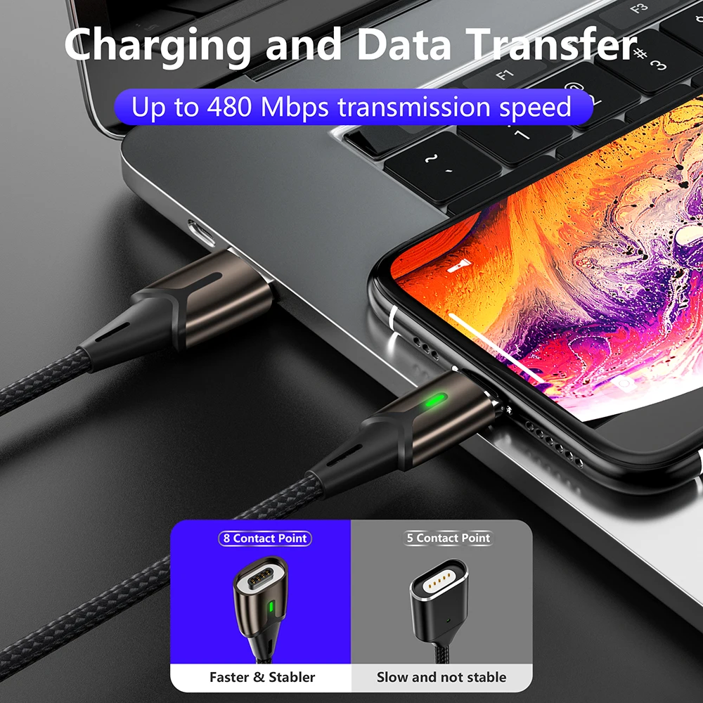 Магнитный зарядный кабель Micro Usb MANTIS 3m 2m 1m для Iphone samsung светодиодный магнитный кабель синхронизации данных 3A кабель быстрой зарядки type C