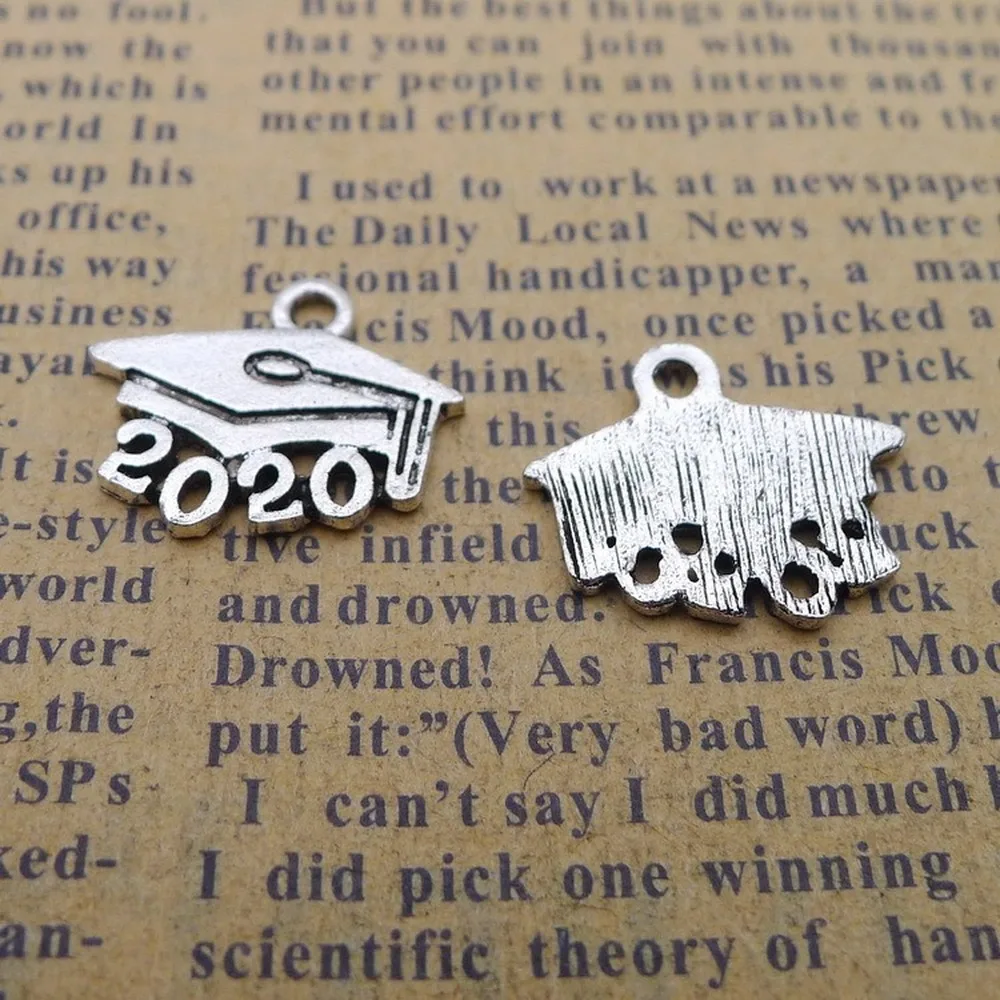 

200 шт., подвески в виде докторской шляпы, 18 мм x 14 мм, сделай сам, ювелирные изделия, подвеска античного серебряного цвета