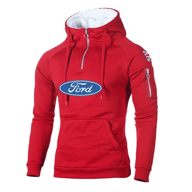 

Spring Autumn Fashion Men's hoodie Ford car logo print high quality Cotton HipHop Harajuku men Zipper Sportswear