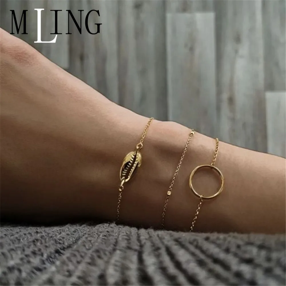 MLING Винтажный Золотой сплав Летний Пляжный браслет богемные бусины из ракушек