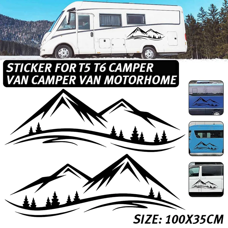 

RV Universal Side Body Sticker DIY Mountain River Tree Decal Sticker Decoration For-T5 T6 RV Sticker