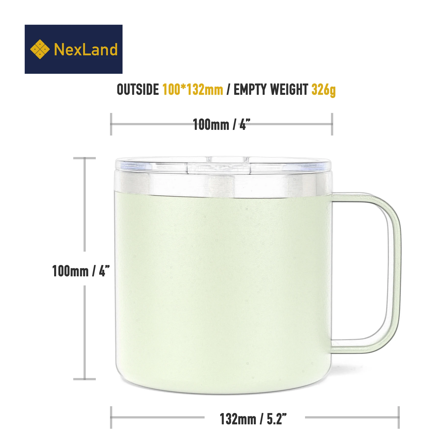 NexLand MG1 14OZ Insulated Camping Mug with Lid and Handle Vacuum Stainless Steel Coffee Cup 400ml | Спорт и развлечения
