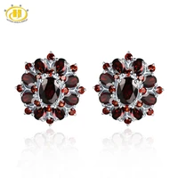 hutang 15 carats garnet silver earrings natural gemstone 925 sterling silver fine jewelry for women gift for christmas