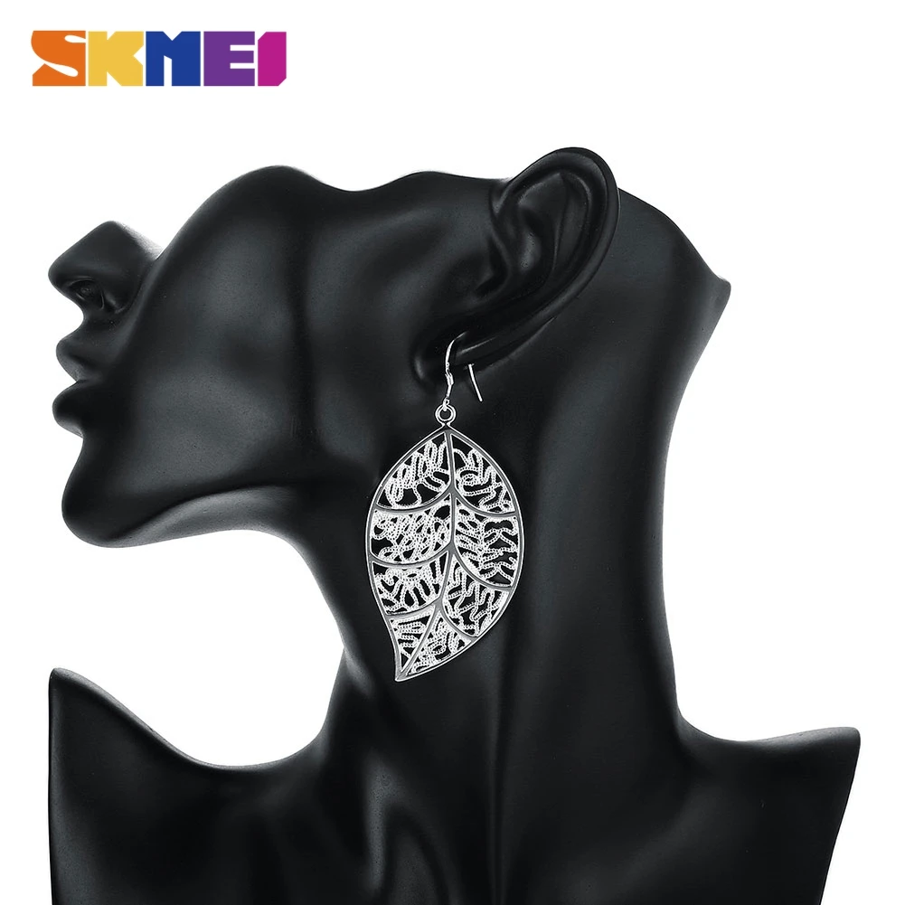

SKMEI New Arrival 925 Sterling Silver Fashion Leaf Earrings For Women Wedding Engagement Jewelry Best Gift Christmas Gift CE128