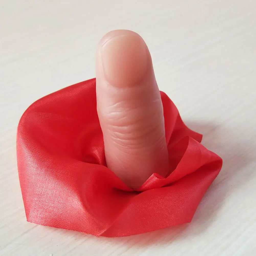 2 шт наконечник большого пальца с Красной тканью Волшебные трюки ткань шарф Disapper